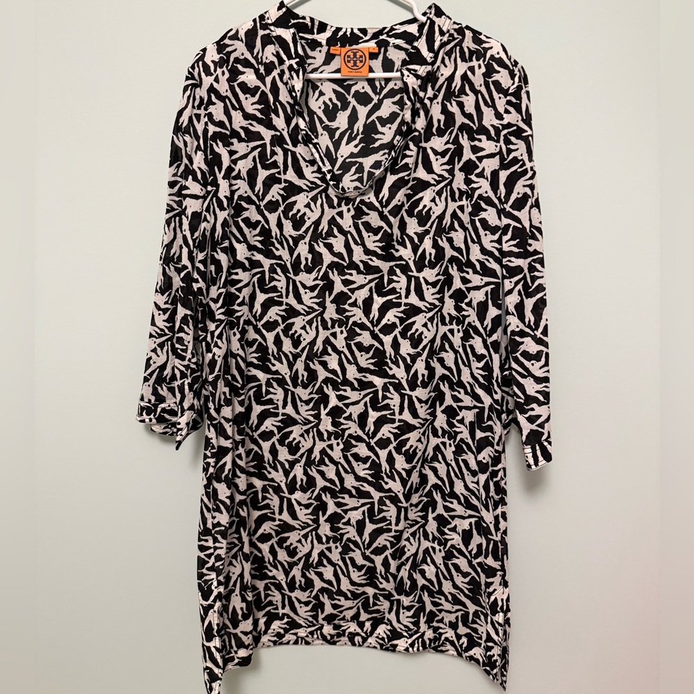 Tory Burch Black and White Patterned Tunic Dress